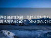 微密圈读懂关键：先抓单位标明吗，再把例子标为例子（像做旁白校对）