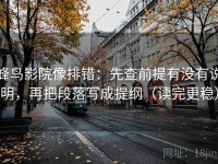 蜂鸟影院像排错：先查前提有没有说明，再把段落写成提纲（读完更稳）