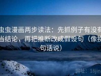 虫虫漫画两步读法：先抓例子有没有当结论，再把推断改成假设句（像换句话说）