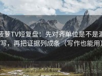 菠萝TV短复盘：先对齐单位是不是漏写，再把证据列成条（写作也能用）